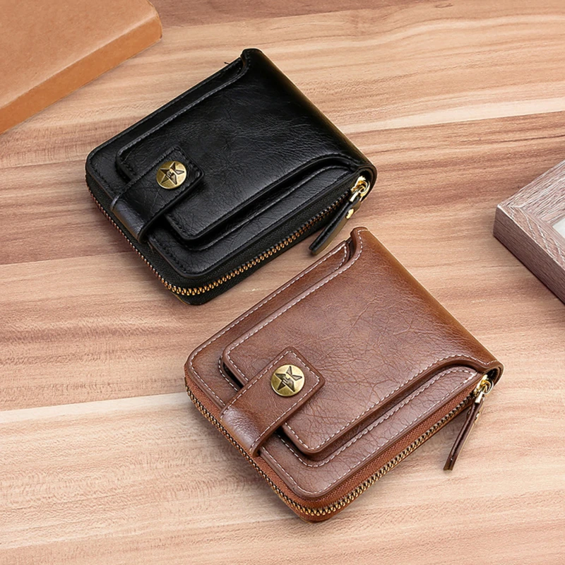 Vintage Men's Wallet PU Leather Short Purse Men Hasp Zipper Clutch Solid Color Wallets High Quality Durable Convenient Wallet
Vintage Men's Wallet PU Leather Short Purse Men Hasp Zipper Clutch Solid Color Wallets High Quality Durable Convenient Wallet