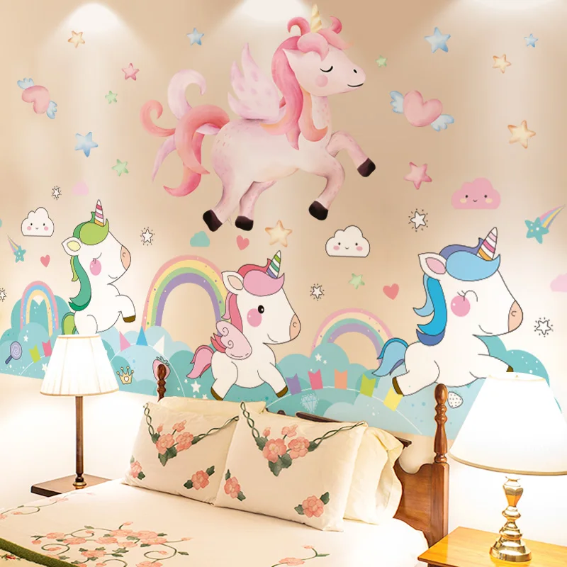 Cartoon Unicorn Rainbow Wall Stickers Vinyl DIY Animal Mural Decals for Kids Rooms Baby Bedroom Children Nursery Home Decoration
Cartoon Unicorn Rainbow Wall Stickers Vinyl DIY Animal Mural Decals for Kids Rooms Baby Bedroom Children Nursery Home Decoration