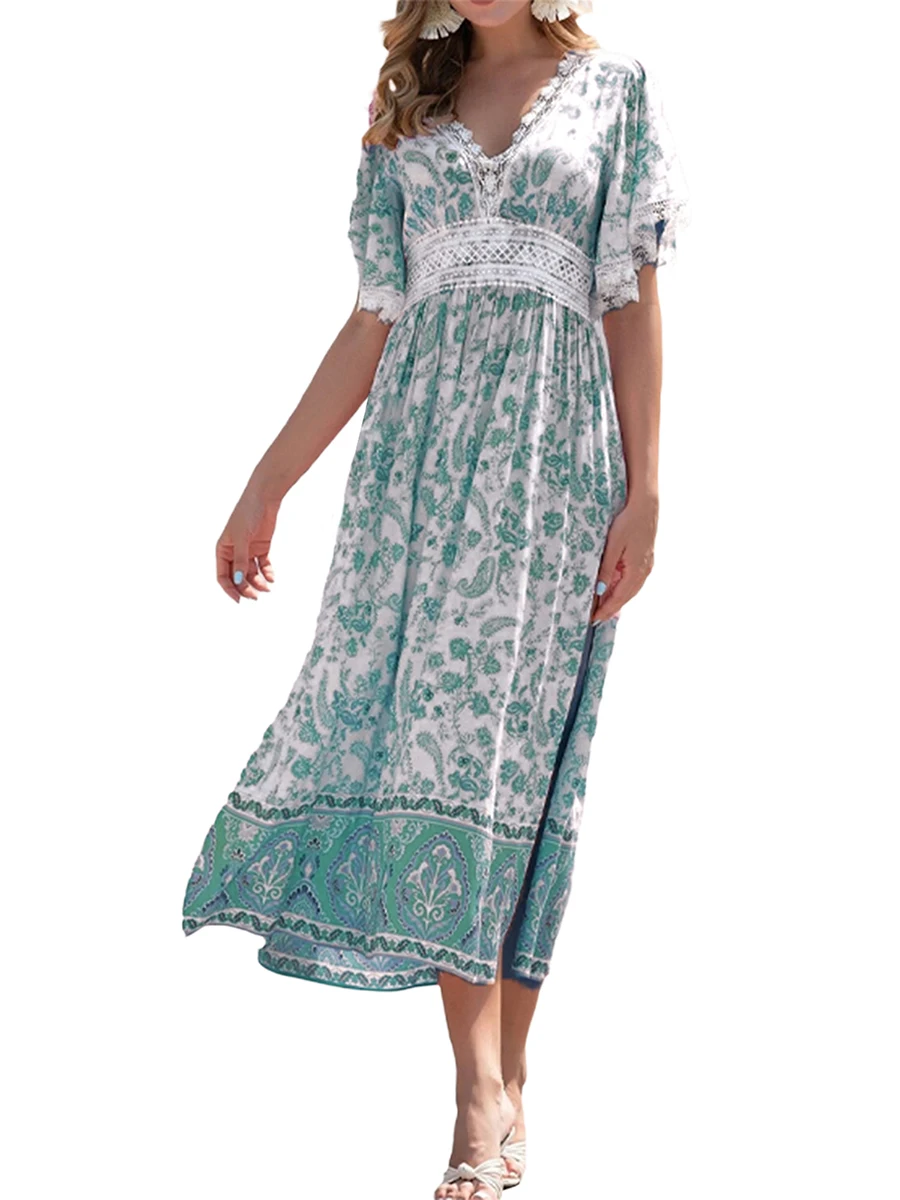 Women s 2023 Summer Chic Floral Print Maxi Dress with Short Sleeves and V Neckline Perfect for Beach Vacations and Elegant
Women s 2023 Summer Chic Floral Print Maxi Dress with Short Sleeves and V Neckline Perfect for Beach Vacations and Elegant