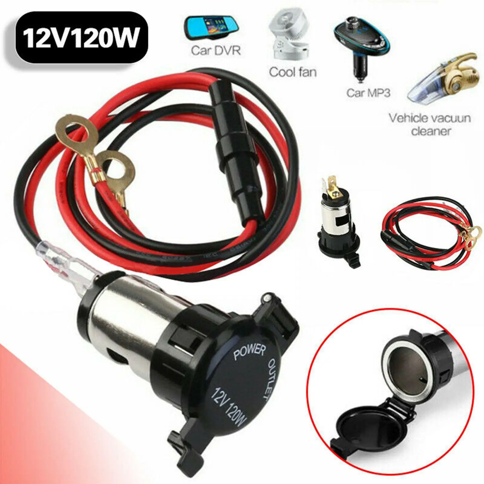 1 Set 12V 120W USB Car Cigarette Lighter Socket Charger Power Adapter Cable Fuse High Quality Waterproof About 60cm Wire Length
1 Set 12V 120W USB Car Cigarette Lighter Socket Charger Power Adapter Cable Fuse High Quality Waterproof About 60cm Wire Length