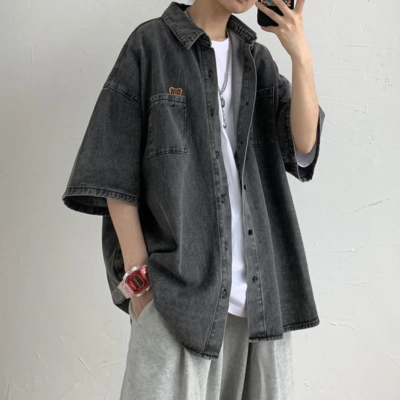 Denim short-sleeved shirt for men summer Hong Kong style trend loose shirt casual all-match handsome unisex half-sleeved jacket
Denim short-sleeved shirt for men summer Hong Kong style trend loose shirt casual all-match handsome unisex half-sleeved jacket