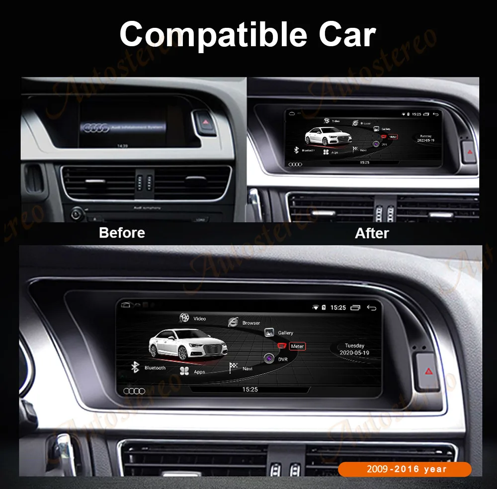 Car IPS Touch Screen Radio For Audi A4 B8 2009-2015 Android 11.0 WIFI 4G SIM Carplay BT SWC Google 4+64G RAM GPS Navi 8 Core
Car IPS Touch Screen Radio For Audi A4 B8 2009-2015 Android 11.0 WIFI 4G SIM Carplay BT SWC Google 4+64G RAM GPS Navi 8 Core
