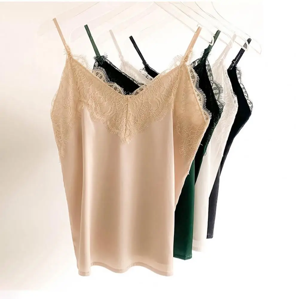 Women Soft Blouse Silky Soft Women's Lace Patchwork V-neck Camisole Sleeveless Backless Spaghetti Strap Vest for Casual Elegance
Women Soft Blouse Silky Soft Women's Lace Patchwork V-neck Camisole Sleeveless Backless Spaghetti Strap Vest for Casual Elegance