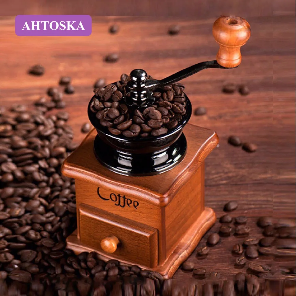 AHTOSKA Hand Retro Manual Coffee Grinders Ceramic Wood Metal Bean Machine Household Food Mill for Cafe Home Kitchen
AHTOSKA Hand Retro Manual Coffee Grinders Ceramic Wood Metal Bean Machine Household Food Mill for Cafe Home Kitchen