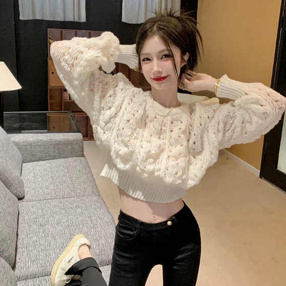 White Cropped Pullovers Tops 2022 Women's Clothing O-neck Puff Sleeve Jumper Y2k Tops Chic Hollow Out Knit Thin Sweater Sueter
White Cropped Pullovers Tops 2022 Women's Clothing O-neck Puff Sleeve Jumper Y2k Tops Chic Hollow Out Knit Thin Sweater Sueter