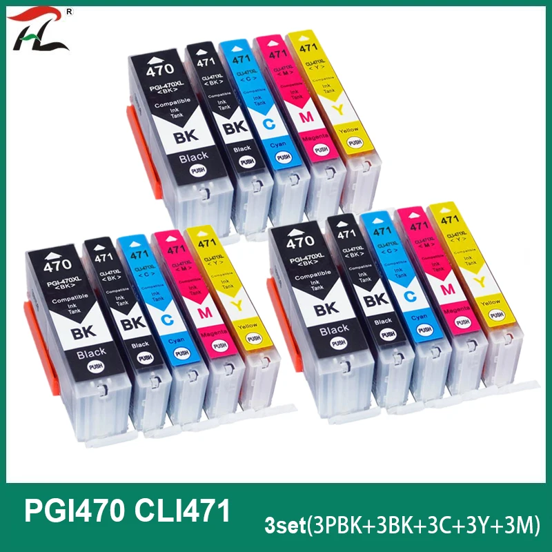 

HTL PGI-470 CLI-471 pgi470 cli471 470 471 Full Ink cartridge compatible for Canon PIXMA MG5740 MG6840 TS5040 TS6040