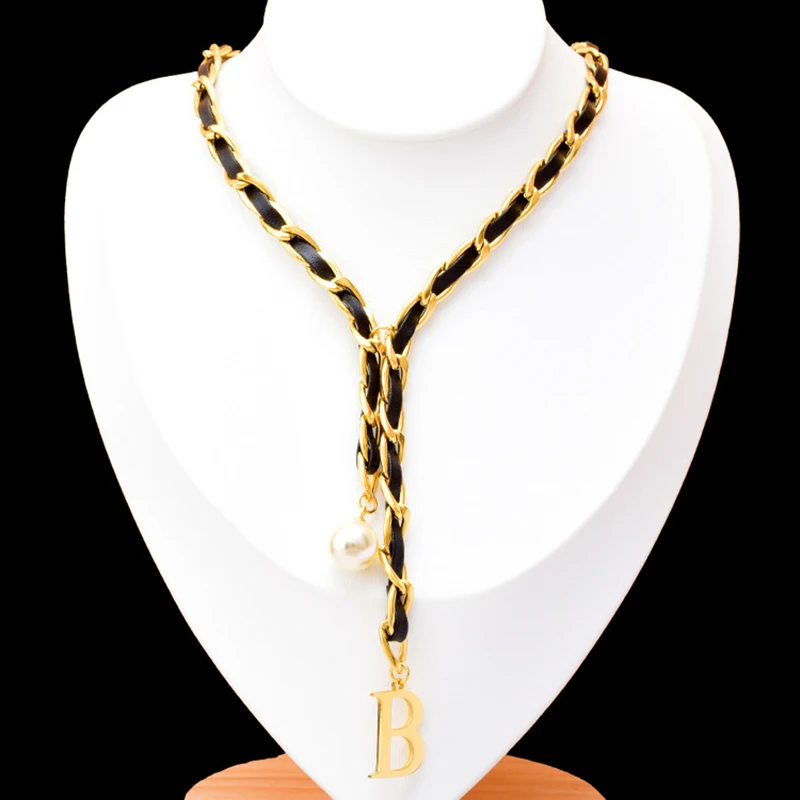 CARLIDANA Luxury Fashion Black Leather Chain Choker Necklace Vintage 18 K Stainless Steel Non Tarnish Letter Jewelry for Women
CARLIDANA Luxury Fashion Black Leather Chain Choker Necklace Vintage 18 K Stainless Steel Non Tarnish Letter Jewelry for Women