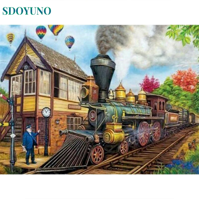 SDOYUNO DIY Oil Painting By Numbers Kit Train Landscape Drawing On Canvas HandPainted Acrylic Paint Picture Home Decor Wall Art
SDOYUNO DIY Oil Painting By Numbers Kit Train Landscape Drawing On Canvas HandPainted Acrylic Paint Picture Home Decor Wall Art
