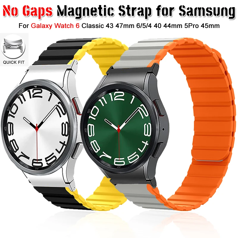 Silicone Magnetic Strap for Samsung Galaxy Watch 6 Classic 43 47mm 6/5/4 40mm 44mm No Gaps Quick Fit Bracelet for 5Pro 45mm Band
Silicone Magnetic Strap for Samsung Galaxy Watch 6 Classic 43 47mm 6/5/4 40mm 44mm No Gaps Quick Fit Bracelet for 5Pro 45mm Band