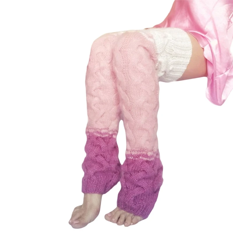 

JK Socks Lolita Leg Warmer Slouch Socks Gradient Pink Jk Stocking Knit Loose Stockings Lolita Knitted Wool Warm Leggings