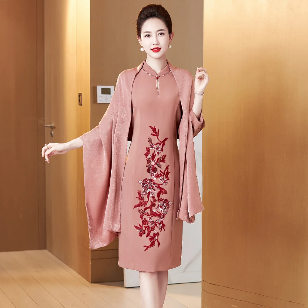 Pink Rose Luxury Mother Of The Bride Dress With V Neck Collar Lace Two -Piece Knee Length Embroidered Women For Wedding Gown
Pink Rose Luxury Mother Of The Bride Dress With V Neck Collar Lace Two -Piece Knee Length Embroidered Women For Wedding Gown