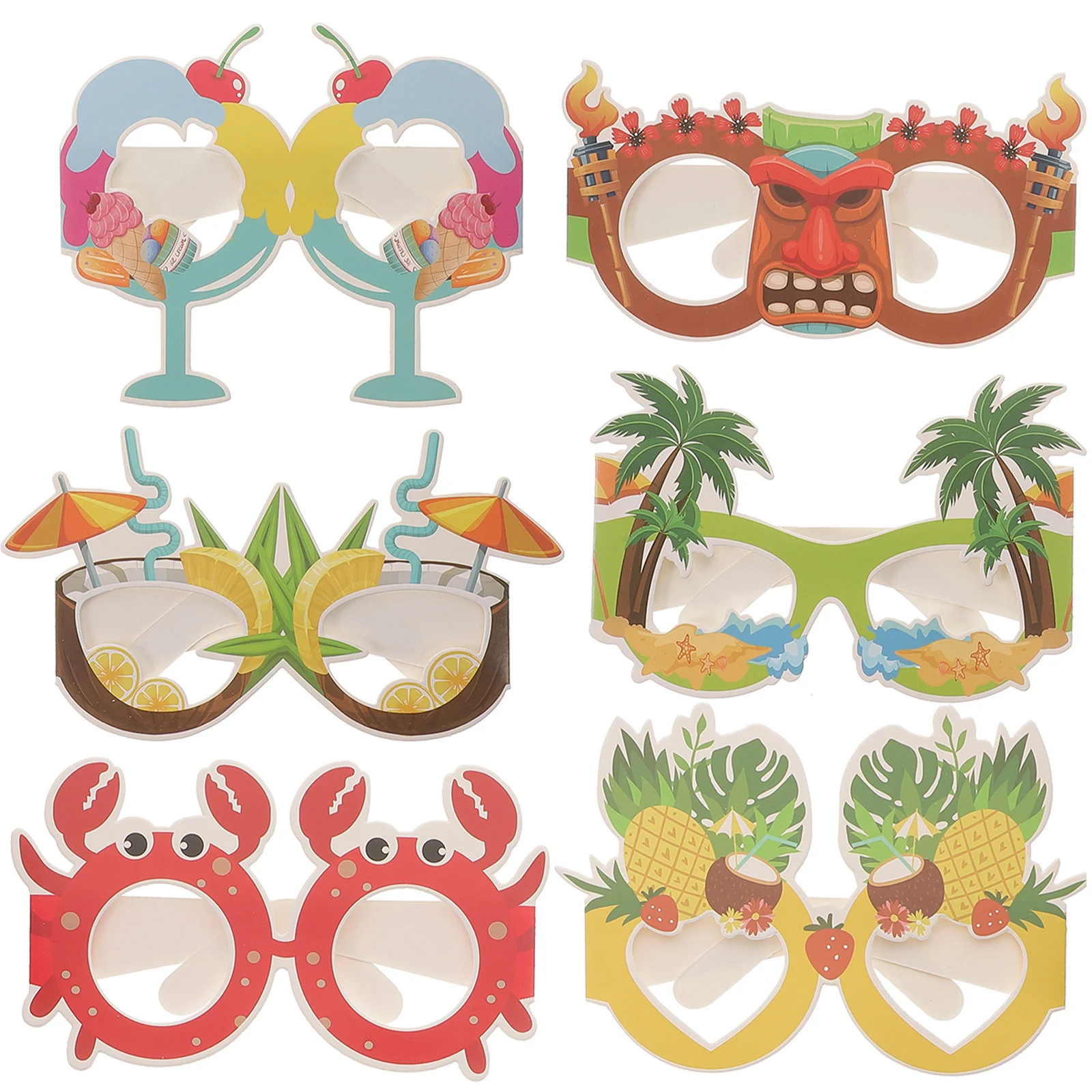 

12Pcs Luau Party Photo Prop Hawaiian Summer Tropical Tropical Fancy Dress Prop Funny Hawaiian Glasses Luau Party Favors