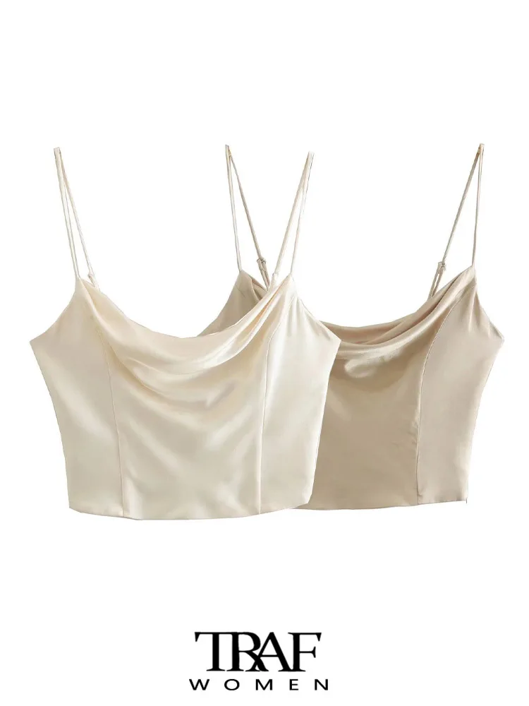 TRAF Women Fashion With Cowl Neck Satin Crop Tank Tops Vintage Adjustable Thin Straps Side Zipper Female Camis Mujer
TRAF Women Fashion With Cowl Neck Satin Crop Tank Tops Vintage Adjustable Thin Straps Side Zipper Female Camis Mujer