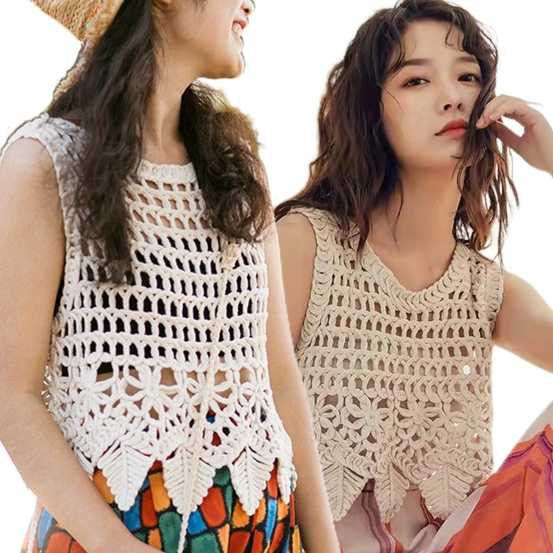 Women Summer Crochet Sleeveless Crop Tank Top Crewneck Hollow Out Knitted Plaid Floral Camisole Irregular Leaves Wavy Hem P8DB
Women Summer Crochet Sleeveless Crop Tank Top Crewneck Hollow Out Knitted Plaid Floral Camisole Irregular Leaves Wavy Hem P8DB