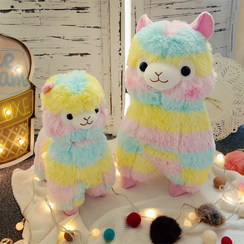 

Holaroom Rainbow Alpaca Plush Toys Kawaii Stuffed Toys Cartoon Alpaca Plush Doll 25/35cm/50cm for Children Kids Christmas Gift