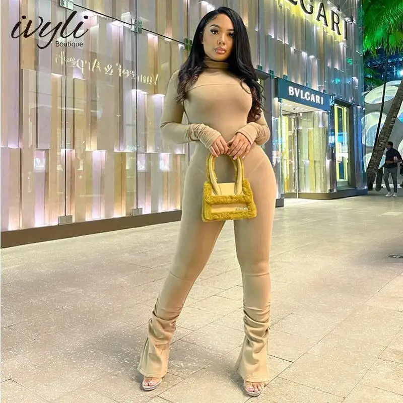 Casual Solid Color Turtleneck Pearl Buckle Women Long Sleeve Jumpsuit Bodycon Jumpsuit Black Jumpsuit Jumpsuit Women Autumn
Casual Solid Color Turtleneck Pearl Buckle Women Long Sleeve Jumpsuit Bodycon Jumpsuit Black Jumpsuit Jumpsuit Women Autumn