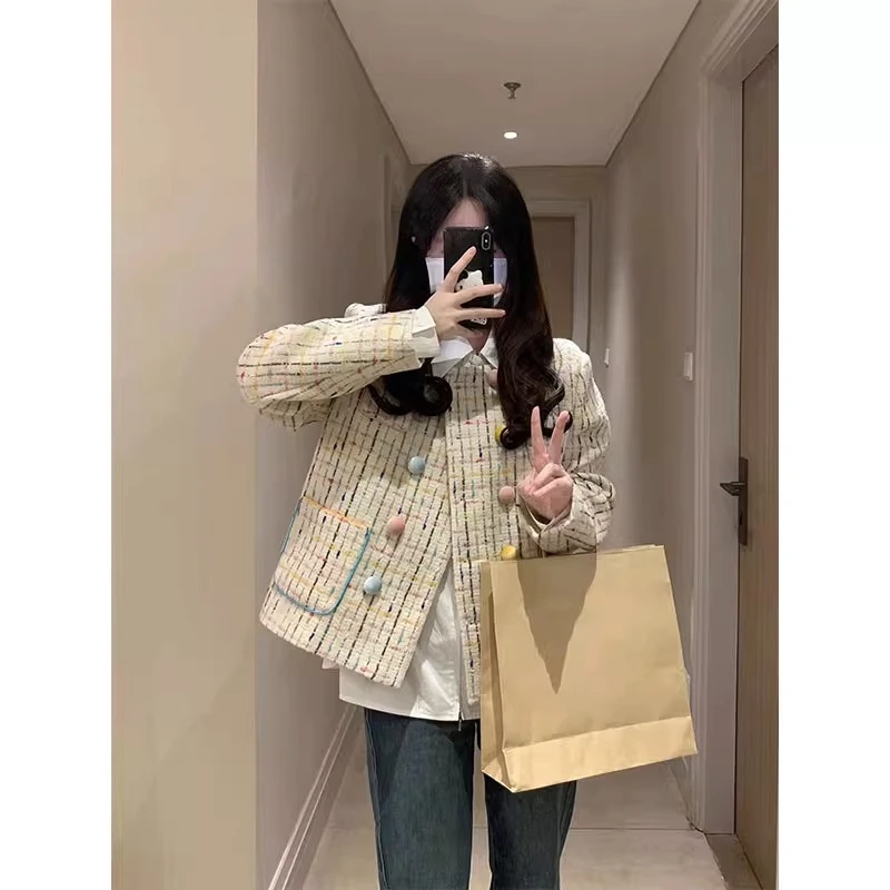 Autumn and Winter Jacket Women Korean Fashion Trend Fashion Double-breasted Round Neck Colorful Buttons Senior Short Tops Coats
Autumn and Winter Jacket Women Korean Fashion Trend Fashion Double-breasted Round Neck Colorful Buttons Senior Short Tops Coats