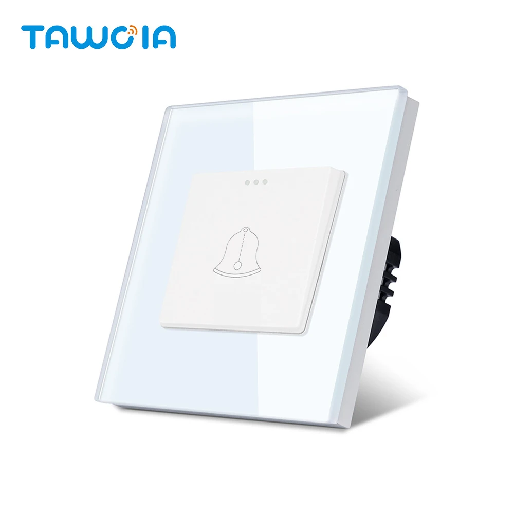 

TAWOIA Normal Doorbell Push Button Switch EU Standard Crystal Glass Frame Door Bell Switch 86*86mm Home Improvement