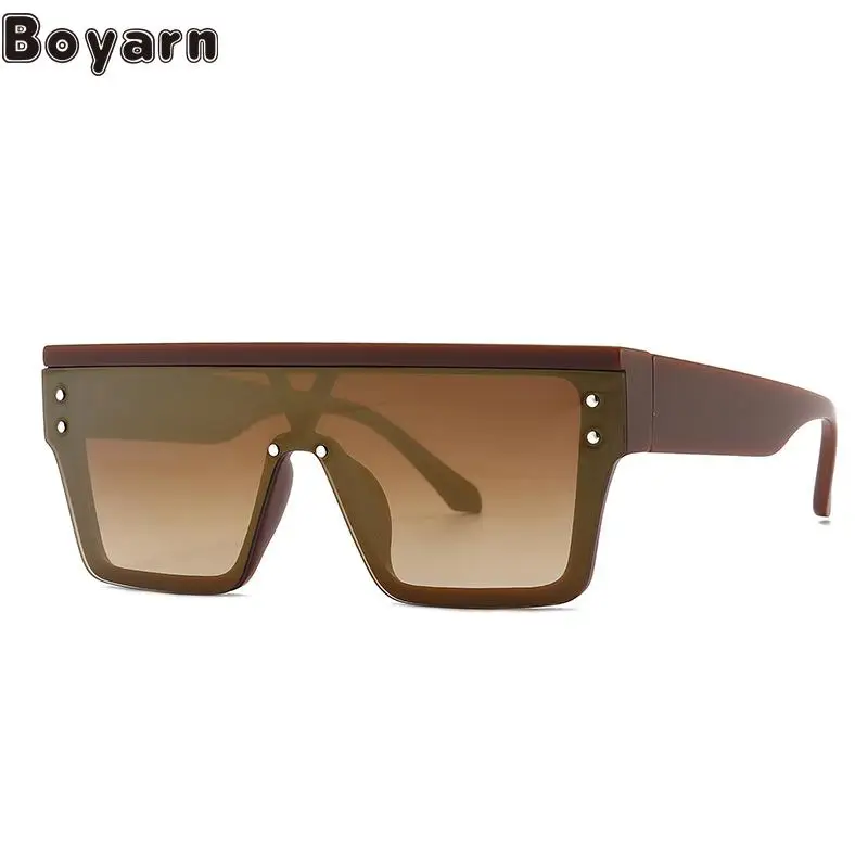 

Boyarn Oculos UV400 Shades Flat Top Sunglasses Luxury Brand Design Street Photography Ins Glasses Model Square Modern One-piec