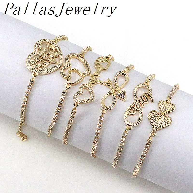 10Pcs Gold Color Charm Bracelet gift for Mother paved clear Zircon love heart bangle women jewelry Tennis
10Pcs Gold Color Charm Bracelet gift for Mother paved clear Zircon love heart bangle women jewelry Tennis