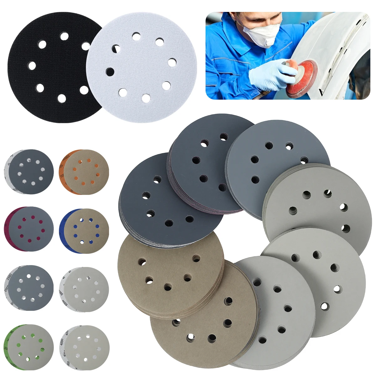 Sanding Disc Pad 5 Inch 8 Hole Alumina Sanding Pads 1500-10000 Grit Hook and Loop Sanding Paper Drill Grinder Rotary Tools
Sanding Disc Pad 5 Inch 8 Hole Alumina Sanding Pads 1500-10000 Grit Hook and Loop Sanding Paper Drill Grinder Rotary Tools