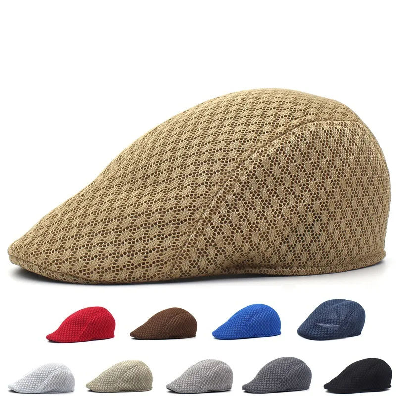 Spring Summer Men's Beret Solid Color Hollow Mesh Cap Breathable Newsboy Caps Male Fishing Caps Adjustable Ladies Sun Hat
Spring Summer Men's Beret Solid Color Hollow Mesh Cap Breathable Newsboy Caps Male Fishing Caps Adjustable Ladies Sun Hat