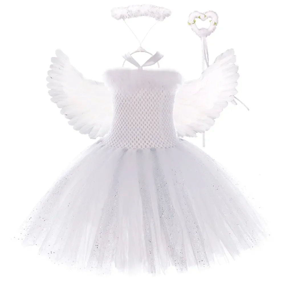 Sequins White Angel Wings Tutu Dress for Girls Princess Christmas New Year Costumes Kids Girl Fairy Dresses for Birthday
Sequins White Angel Wings Tutu Dress for Girls Princess Christmas New Year Costumes Kids Girl Fairy Dresses for Birthday