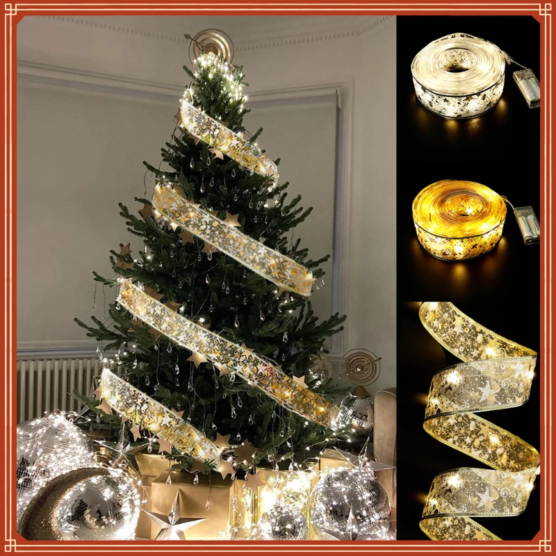 LED 5M Double Layer Fairy Lights Strings Christmas Ribbon Bows With LED Christmas Tree Ornaments New Year Navidad Home Decor
LED 5M Double Layer Fairy Lights Strings Christmas Ribbon Bows With LED Christmas Tree Ornaments New Year Navidad Home Decor