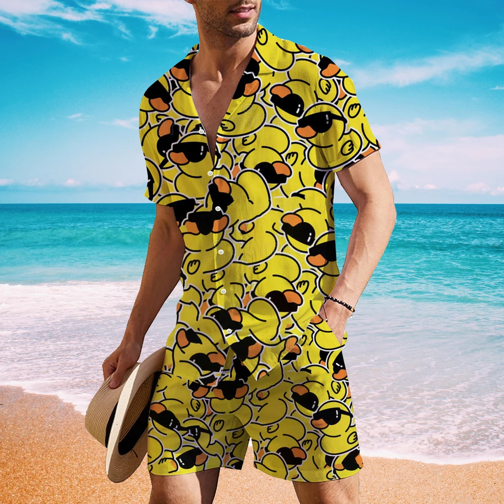 SummerHawaiian Men's Shirt Set, Outdoor Party Two-piece, Casual Wear, Beach Wear, Handsome And Stylish Cartoon Yellow Duck Print
SummerHawaiian Men's Shirt Set, Outdoor Party Two-piece, Casual Wear, Beach Wear, Handsome And Stylish Cartoon Yellow Duck Print