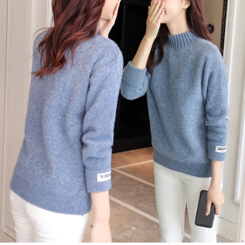 Winter Women Pullover Sweater Womens Turtleneck Long Sleeve Loose Thick Basic Female Tops Mink Velvet Spring Autumn Knit Sweater
Winter Women Pullover Sweater Womens Turtleneck Long Sleeve Loose Thick Basic Female Tops Mink Velvet Spring Autumn Knit Sweater
