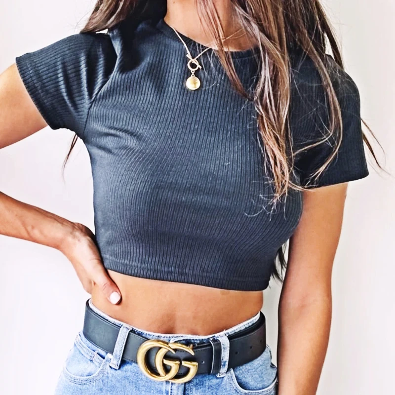 O Neck Knit White Crop Top Women Summer Casual T Shirt Basic Sexy Streetwear Ribber Black Shortwomen t-shirt
O Neck Knit White Crop Top Women Summer Casual T Shirt Basic Sexy Streetwear Ribber Black Shortwomen t-shirt