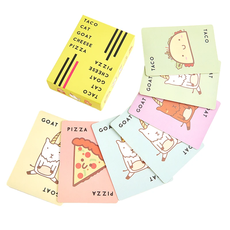 1Set New Taco Cat Goat Cheese Pizza Card Game Family Party Fun Game Multiple Player Board Game Gift Toy Party Game
1Set New Taco Cat Goat Cheese Pizza Card Game Family Party Fun Game Multiple Player Board Game Gift Toy Party Game