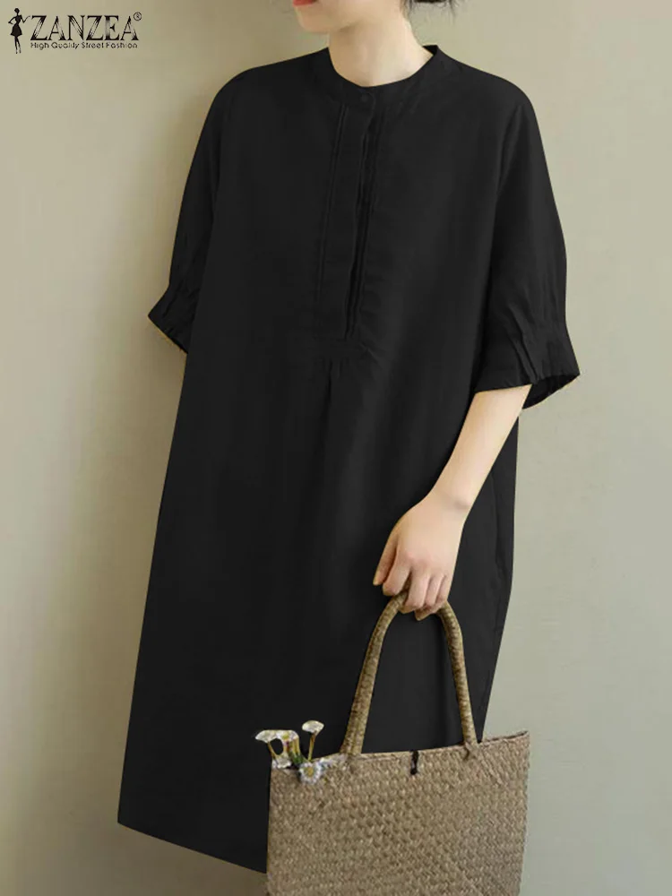 Casual Solid Dress 2022 ZANZEA Summer Women Half Sleeve Vintage Knee-length Sundress Elegant OL Work Loose Vestido Robe Oversize
Casual Solid Dress 2022 ZANZEA Summer Women Half Sleeve Vintage Knee-length Sundress Elegant OL Work Loose Vestido Robe Oversize