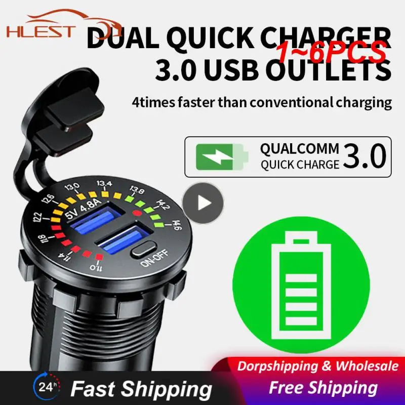1~6PCS Ursuniot 36W Dual USB QC3.0 Car Charger 12V Motorcycle USB Outlet Quick Charging Power Socket with Colorful Digital
1~6PCS Ursuniot 36W Dual USB QC3.0 Car Charger 12V Motorcycle USB Outlet Quick Charging Power Socket with Colorful Digital