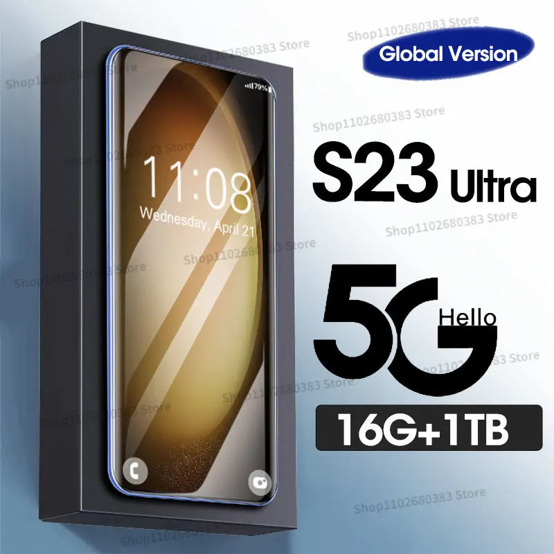 Smartphone S23 Ultra Android 4G/5G Cell Phone 6.8 Inch Full Screen Face ID 16GB+1TB 6800mAh Mobile Phones Global Version Celular
Smartphone S23 Ultra Android 4G/5G Cell Phone 6.8 Inch Full Screen Face ID 16GB+1TB 6800mAh Mobile Phones Global Version Celular