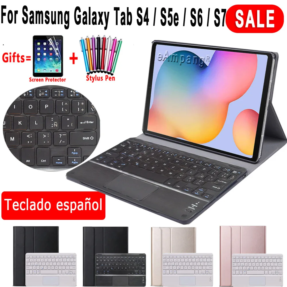 

Touchpad Spanish Keyboard Case For Samsung Galaxy Tab S6 Lite 10.4 S6 S4 S5E S7 11 10.5 P610 P615 T860 T865 T830 T835 T720 T725