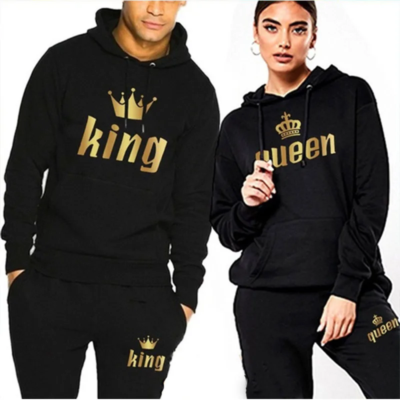 2022 Fashion Couple Sportwear Set KING or QUEEN Printed Lover Hooded Suits Hoodie and Pants 2pcs Set Streetwear Men Women Cloths
2022 Fashion Couple Sportwear Set KING or QUEEN Printed Lover Hooded Suits Hoodie and Pants 2pcs Set Streetwear Men Women Cloths