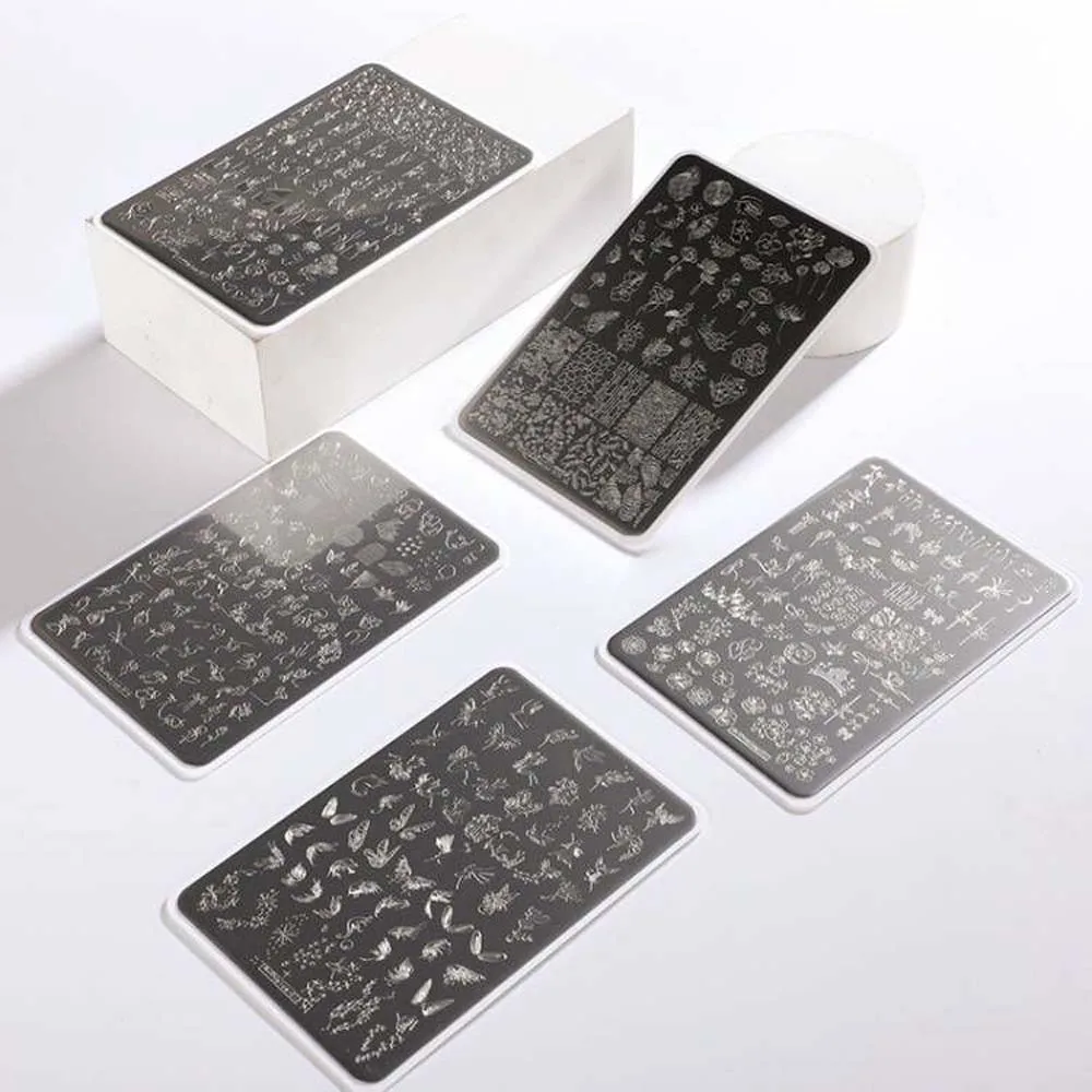 

14.5*9.5cm XL Nail Stamping Plates Flower Leaves Stamping Template Dot Butterfly Point Image Printing Stencil Manicuring Tool &1