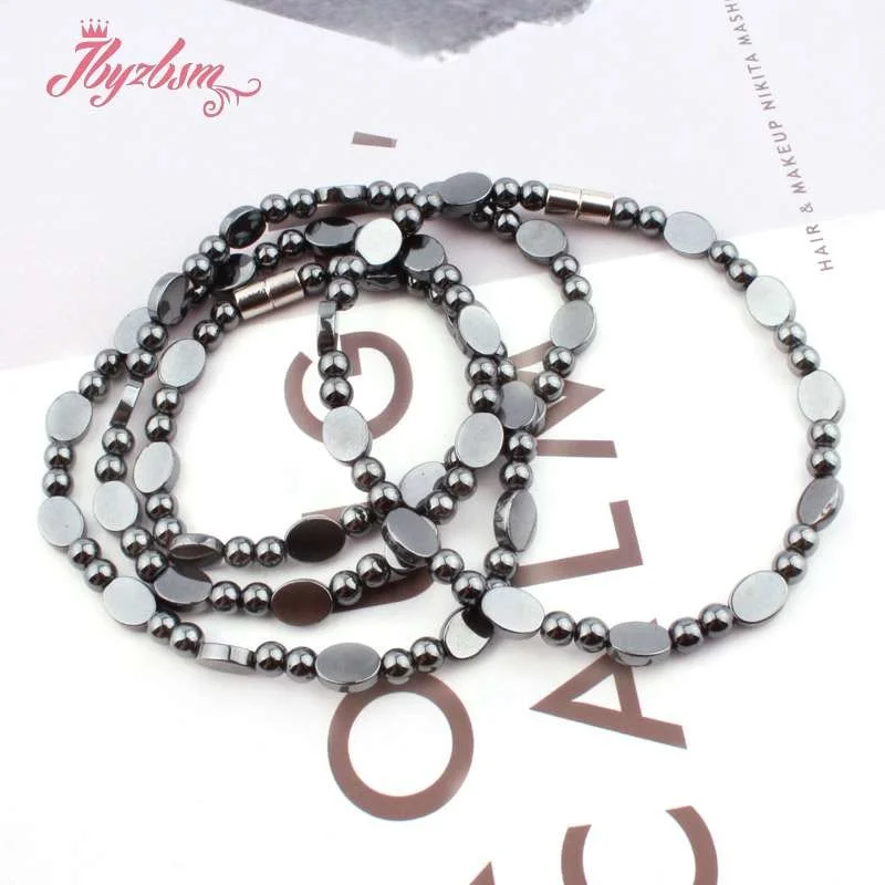 6x8mm Oval 4mm Round Black Hematite Natural Stone Necklace 20 " Bracelet 7.5" Healthy Jewerly ,Gift for Lady Women Chritmas Gift
6x8mm Oval 4mm Round Black Hematite Natural Stone Necklace 20 " Bracelet 7.5" Healthy Jewerly ,Gift for Lady Women Chritmas Gift