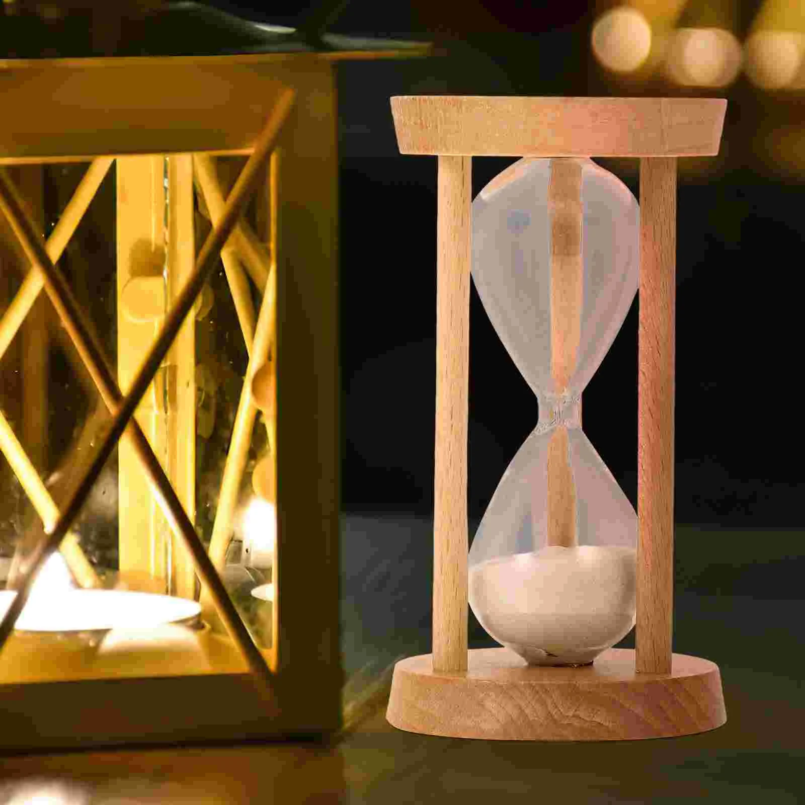 

Hourglass Timer Home Decor Sand Clock Desktop Tabletop Wood Five Minutes Decoration Household
