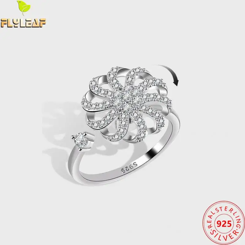 Real 925 Sterling Silver Rotate Spiral Zircon Windmill Ring For Women Platinum Plating Luxury Female Creative Design Jewelry
Real 925 Sterling Silver Rotate Spiral Zircon Windmill Ring For Women Platinum Plating Luxury Female Creative Design Jewelry