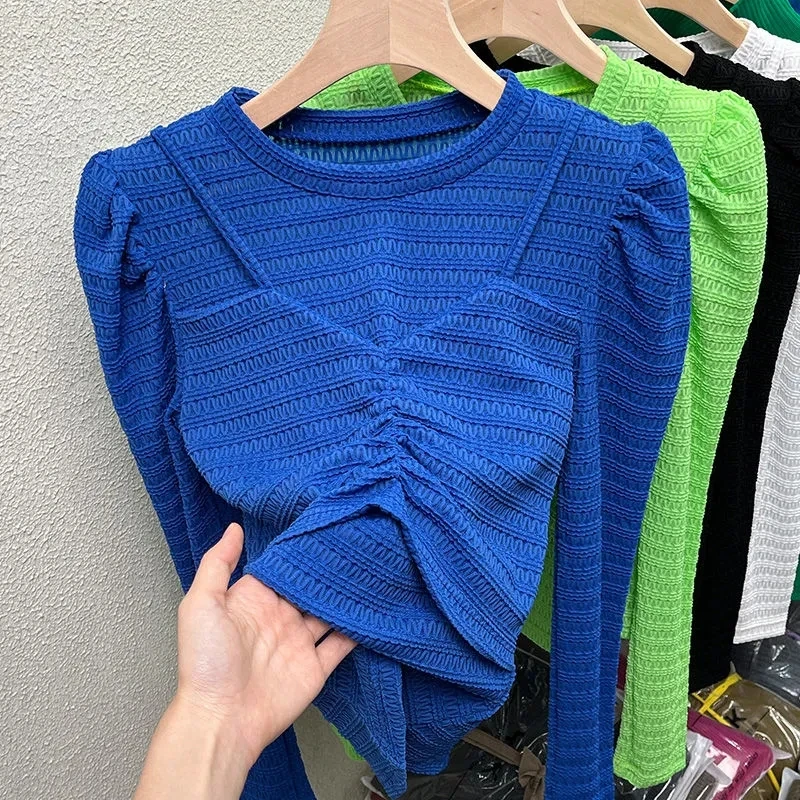 Hollow out lace fake two bottomed blouse women's blouse female cotton mesh long sleeve t-shirts P3 693
Hollow out lace fake two bottomed blouse women's blouse female cotton mesh long sleeve t-shirts P3 693