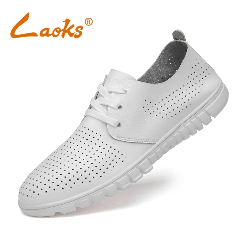 Laoks Men's Casual Leather Shoes Comfortable Flat Bottom Lightweight Lace up Punched Breathable Loafers White Men Shoes Soft Sol
Laoks Men's Casual Leather Shoes Comfortable Flat Bottom Lightweight Lace up Punched Breathable Loafers White Men Shoes Soft Sol