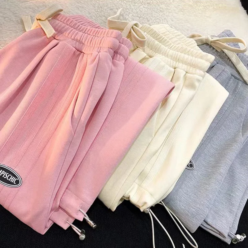 Women Pants High Waist Sprint Cute Pink Ladies Sweatpants Casual Korean Loose Cotton Fashion Lace Up Female Trousers 2023
Women Pants High Waist Sprint Cute Pink Ladies Sweatpants Casual Korean Loose Cotton Fashion Lace Up Female Trousers 2023