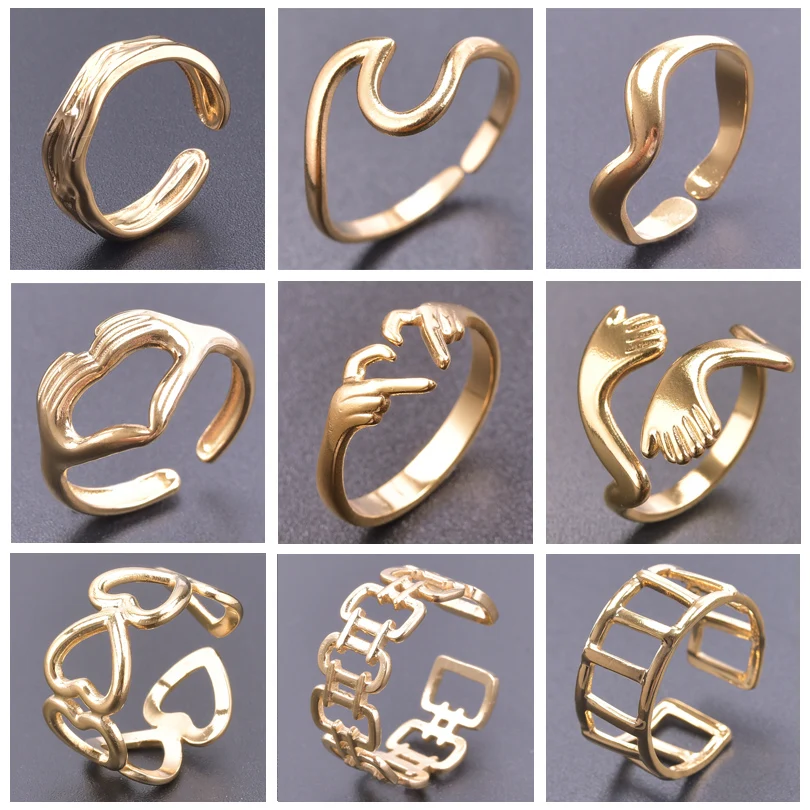 Trendy Stainless Steel Rings for Women Geometric Irregular various Size Adjustable Finger Ring Fashion Party Jewelry Open Ring
Trendy Stainless Steel Rings for Women Geometric Irregular various Size Adjustable Finger Ring Fashion Party Jewelry Open Ring