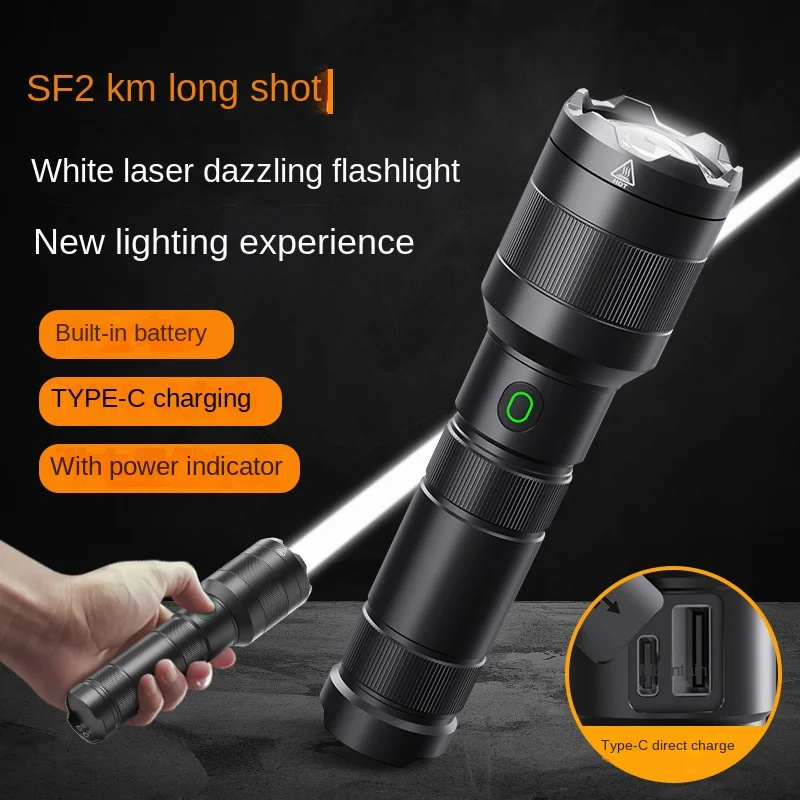 SF2 white laser flashlight ultra long range tactical strong light explosion flash lamp charging army search non LED lamp
SF2 white laser flashlight ultra long range tactical strong light explosion flash lamp charging army search non LED lamp