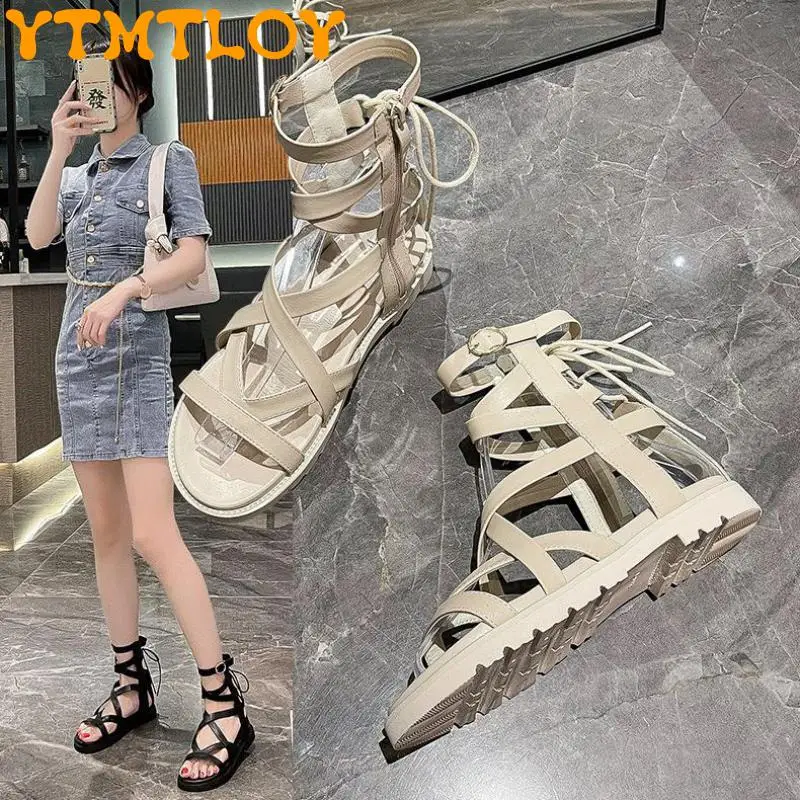 2022 Summer High-top Sandals Female Fairy Style Flat Shoes Soft Bottom Hole Shoes Cross Strap Fashion Roman Sandals
2022 Summer High-top Sandals Female Fairy Style Flat Shoes Soft Bottom Hole Shoes Cross Strap Fashion Roman Sandals