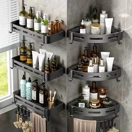 1/2/3 Layers Bathroom Shelf with No Drill Aluminum Alloy Shower Room Toile Storage Black and Silver Shampoo Holder Wall Mounted
1/2/3 Layers Bathroom Shelf with No Drill Aluminum Alloy Shower Room Toile Storage Black and Silver Shampoo Holder Wall Mounted