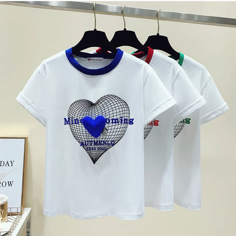 Summer Short Sleeve T Shirt 2022 Woman Casual O-neck Tee Korean Girls Heart Print Tshirt Harajuku Streetwear roupas femininas
Summer Short Sleeve T Shirt 2022 Woman Casual O-neck Tee Korean Girls Heart Print Tshirt Harajuku Streetwear roupas femininas