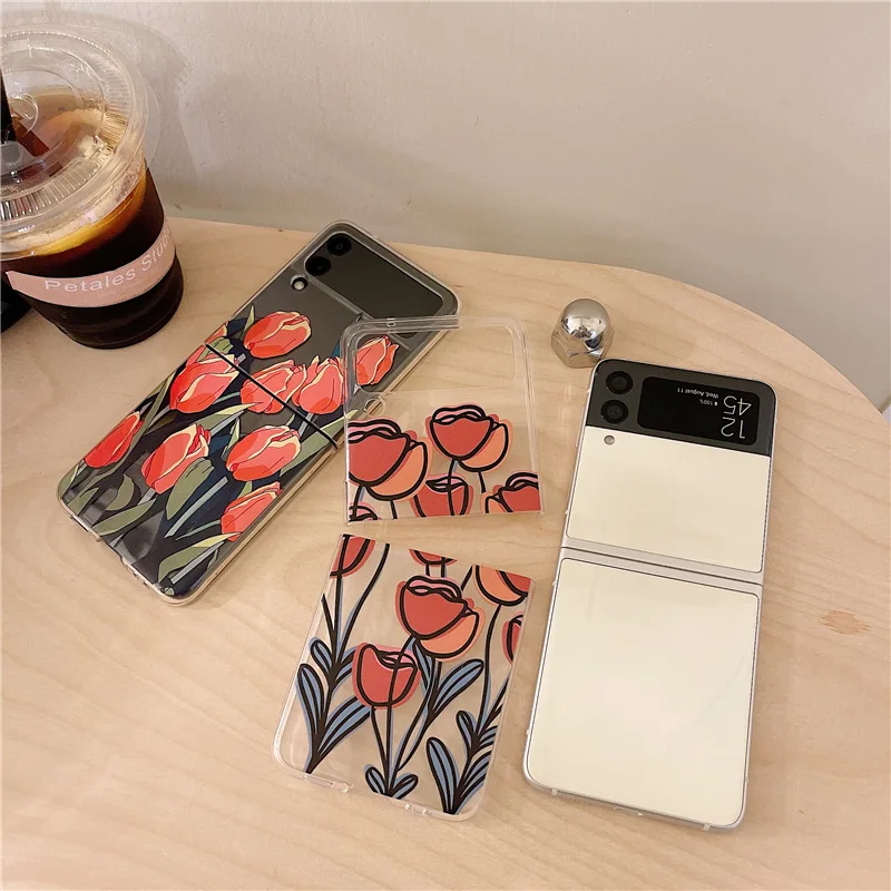 Fashion Korean Transparent Tulip Phone Case for Samsung Galaxy Z Flip 3 5G PC Back Cover for ZFlip3 Protective Hard Case Shell
Fashion Korean Transparent Tulip Phone Case for Samsung Galaxy Z Flip 3 5G PC Back Cover for ZFlip3 Protective Hard Case Shell